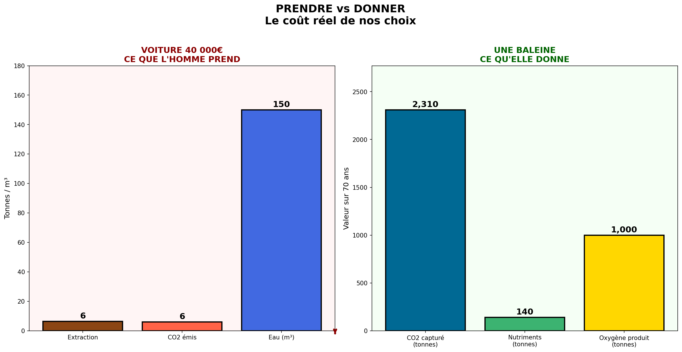 Graphique comparaison voiture vs baleine